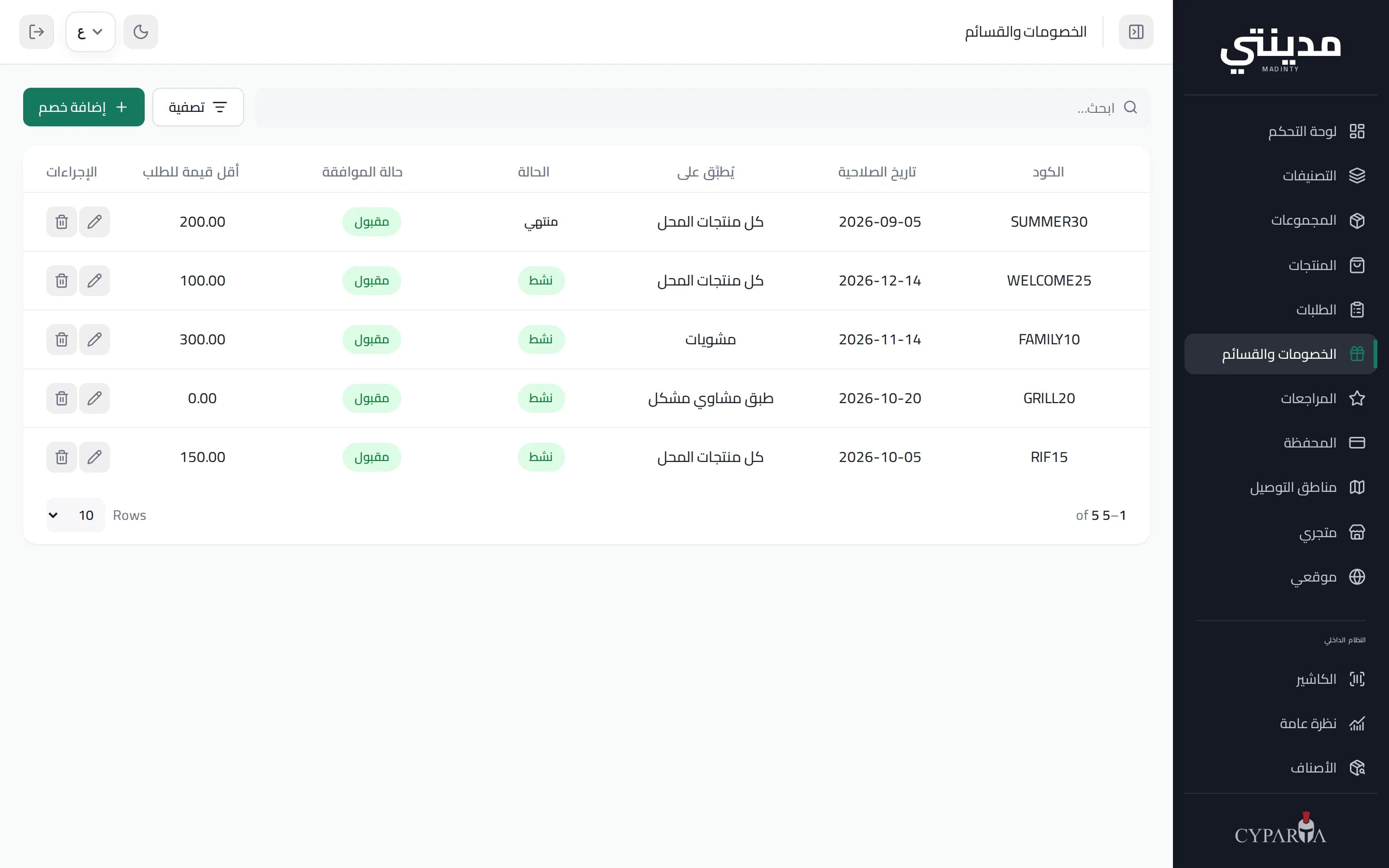 الخصومات والكوبونات