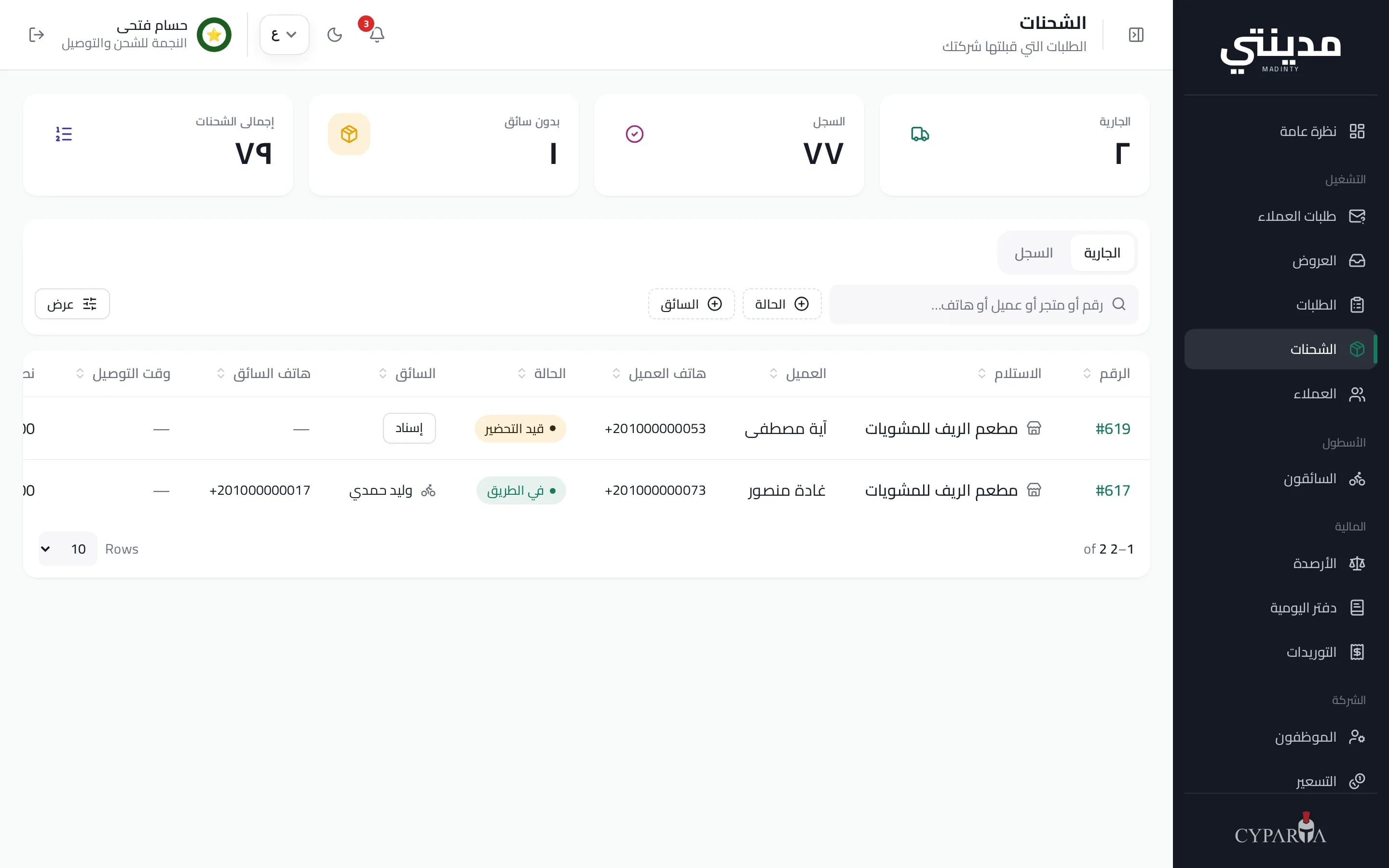 الشحنات